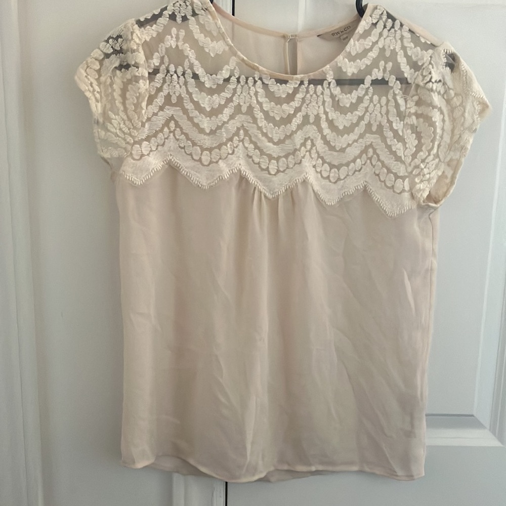 Cream short sleeves embellished top - Picture 7 of 9